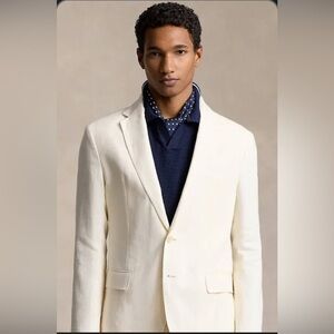 Polo Ralph Lauren Soft Silk Blend Suit Jacket Blazer Ivory Sz46